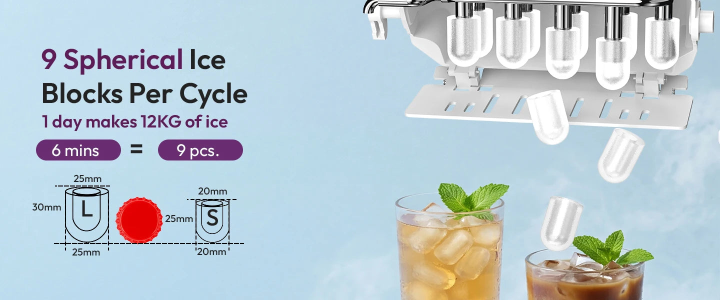 Loefme-máquina de cubos para hacer hielo, limpieza automática pequeña, máquina de hielo en forma de bala, Fabricación rápida de hielo para el hogar, cafetería, Camping