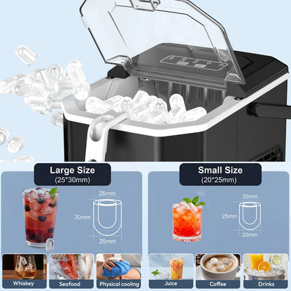 Loefme-máquina de cubos para hacer hielo, limpieza automática pequeña, máquina de hielo en forma de bala, Fabricación rápida de hielo para el hogar, cafetería, Camping